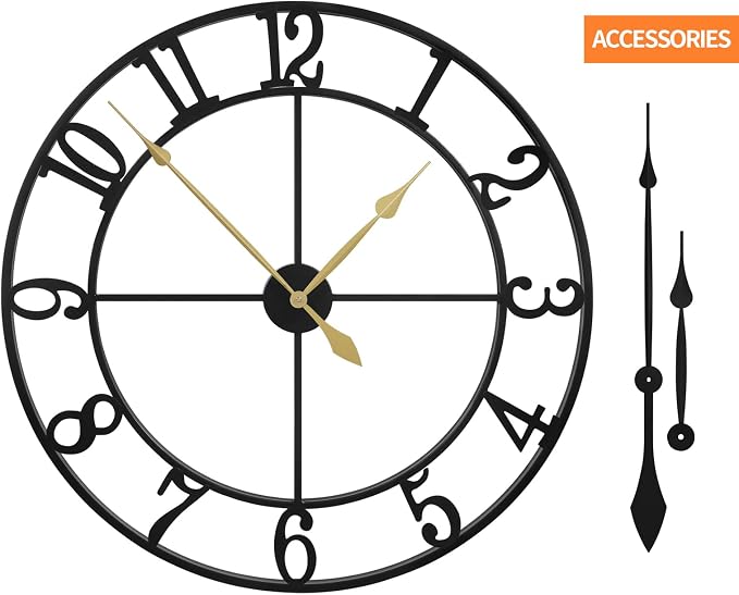 LEIKE Extra Large Wall Clocks, Silent Little Ticking, Battery Operated Vintage - Image 5