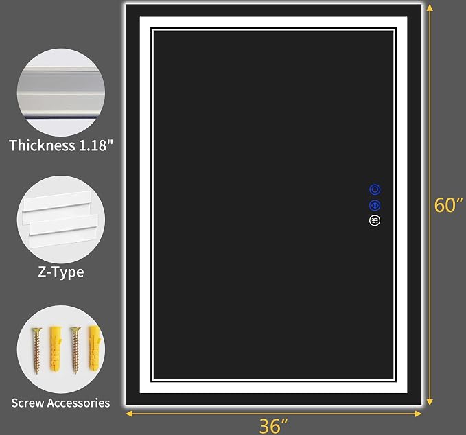 60"x36" LED Bathroom Mirror - Image 9