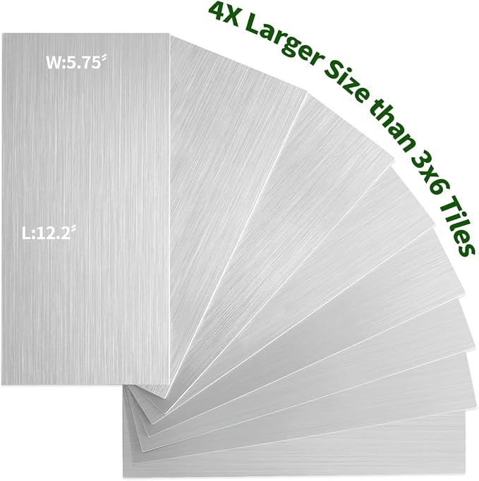 AULIGET 2-Piece Brushed Metal Peel and Stick Backsplash Tile, Laundry Room - Image 4