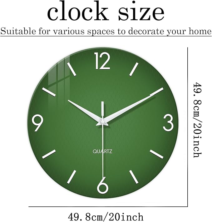 XFM Modern Simple Wall Clocks Battery Operated 20 Inch Large Green Analog Wall - Image 6