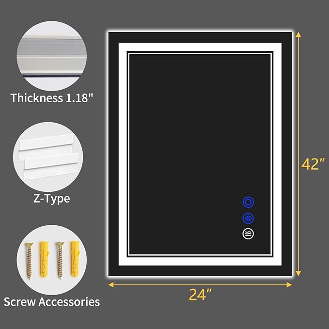 42"x24" LED Bathroom Mirror - Image 9
