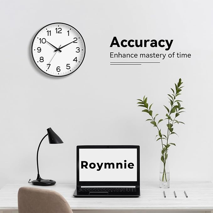 Roymnie Wall Clock, Silent Wall Clocks Battery Operated 8 Inch-Modern Non - Image 4
