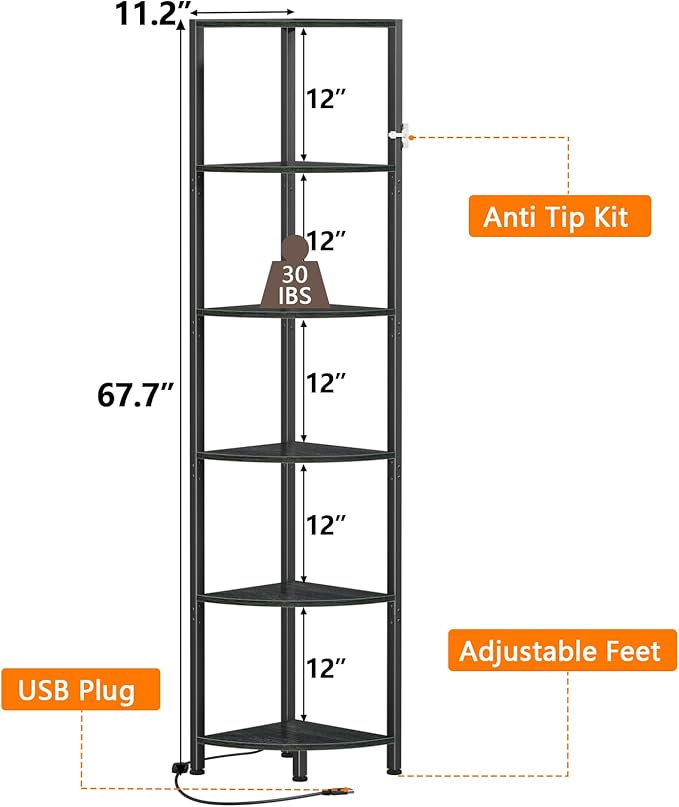 Furnulem 6 Tier Corner Shelf - Image 2