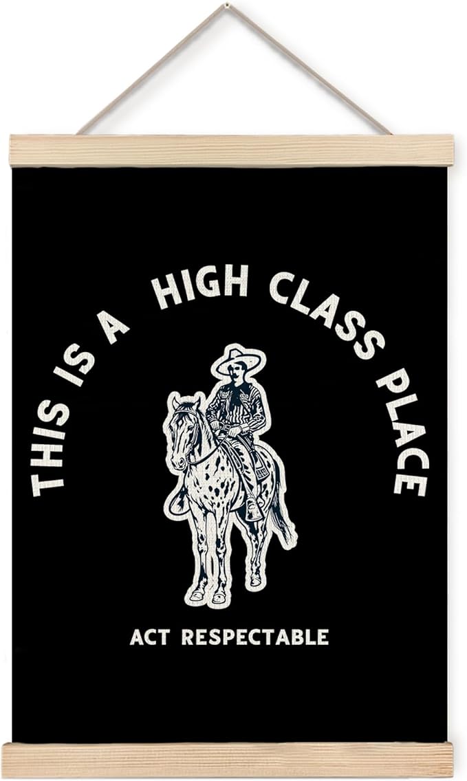 Foritho Funny Black Western Cowboy Poster Wall Art Framed, This Is A High Class by Unknown