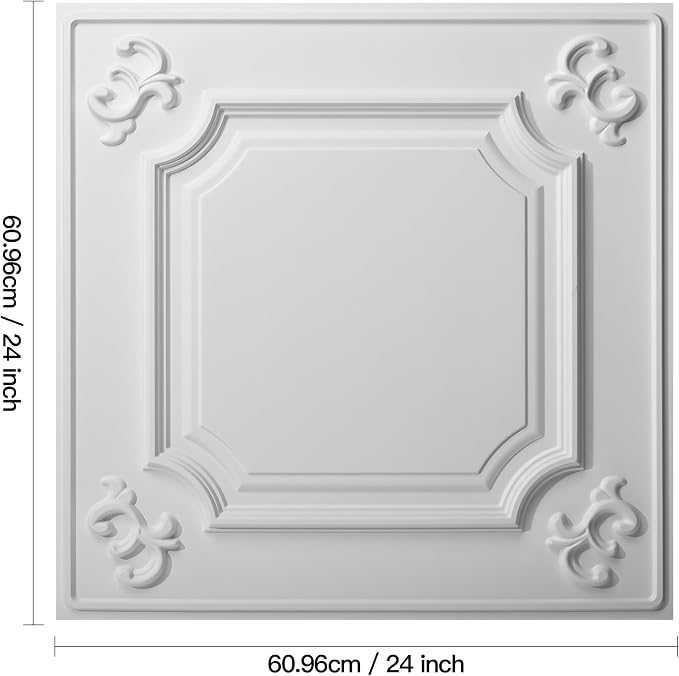 Art3d Drop Ceiling Tiles 24x24, Wainscoting Panels Glue Up 2x2, Cloud-White - Image 6