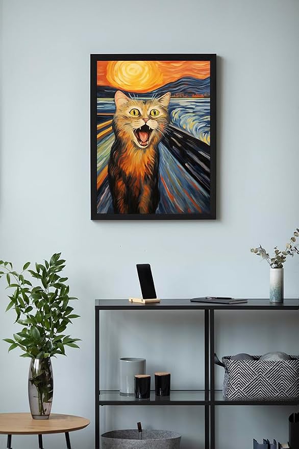 Hamduker Funny Scream Cat Wall Art Decor Famous Art - Image 4