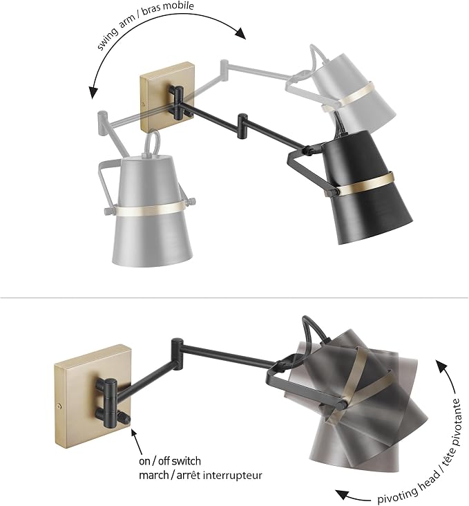 Globe Electric 51345 1-Light Plug-in or Hardwire Swing Arm Wall Sconce - Image 6