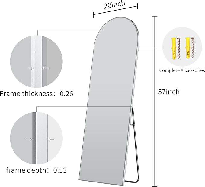 57" x 20" Arched Full Length Mirror - Image 8