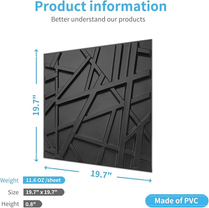 Art3d 19.7" x 19.7" Wall Panel Stripes - Image 4