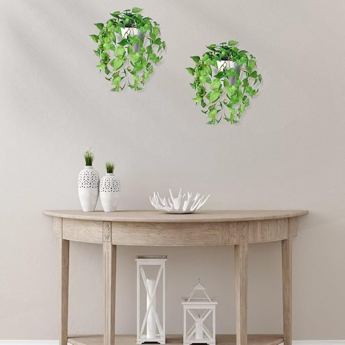 Artificial Hanging Potted Plants Set of 2, Fake Eucalyptus Vine Plant - Image 7
