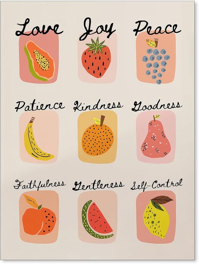 jkahh Trendy Fruit of The Spirit Wall Art Christian Bible Verse Posters Vintage by Unknown