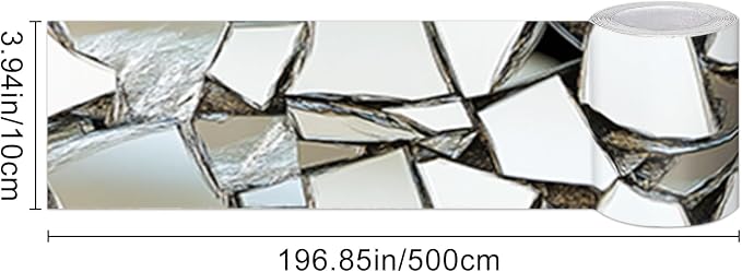HOMETITUTE Wallpaper Border Peel and Stick Wall Decor PVC Mosaic Mirror Look - Image 6