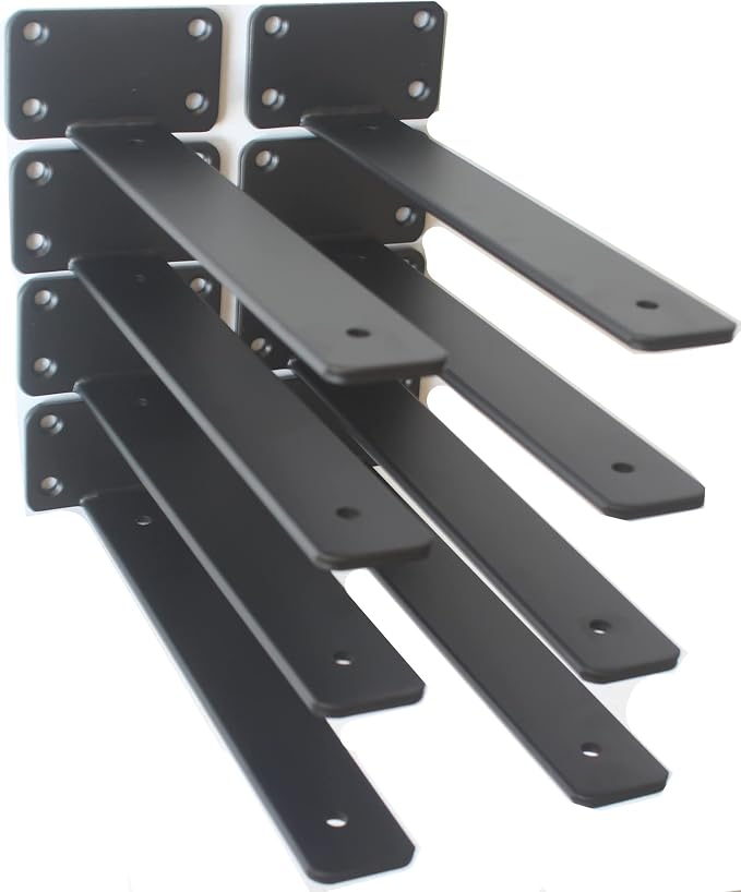 10 Pack - 11 inch Black Hidden L Shelf Bracket Iron Floating Shelf Brackets by MHMYDZ