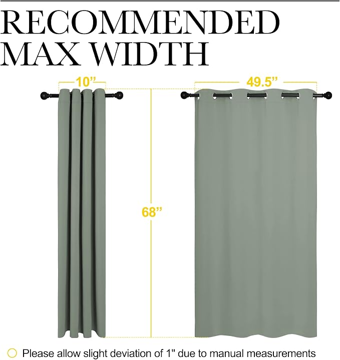 NICETOWN Bedroom Curtain Panels Blackout Draperies, Thermal Insulated Solid - Image 7