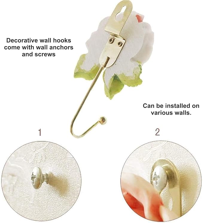 Beautiful Pink Flower Decorative Wall Hook, Fancy Cute Handmade Resin Rose Robe - Image 6