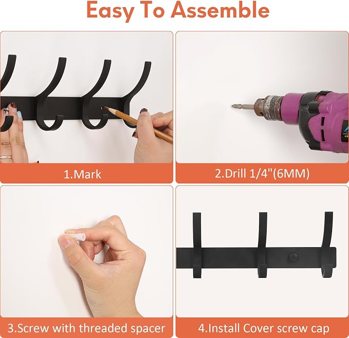 Optish Coat Rack Wall Mount, Coat Hook Wall Mount, Wall Hooks - Image 5