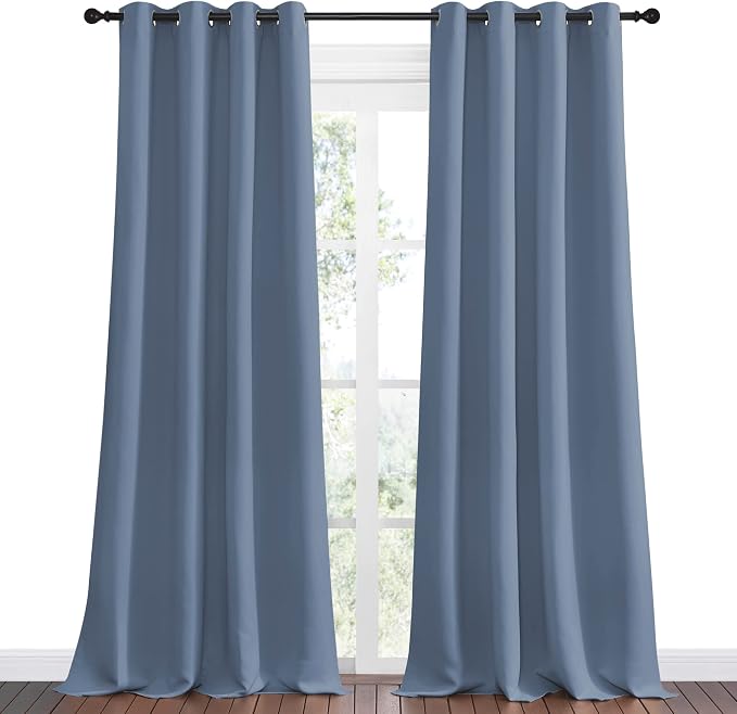 NICETOWN Stone Blue Room Darkening Curtain Panels 96" Length - Image 2