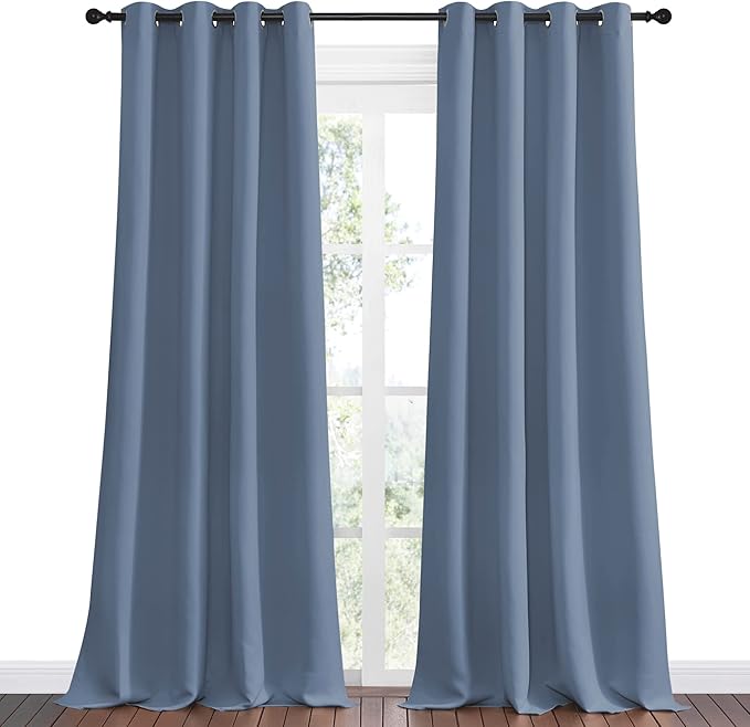 NICETOWN Stone Blue Room Darkening Curtain Panels 120" Length - Image 2