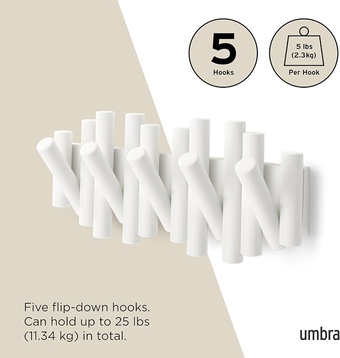 Umbra Picket Wall-Mounted Coat Rack Rail Hook - Image 5