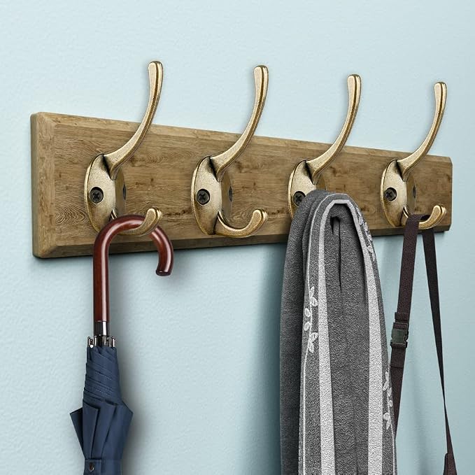 IBosins 12 Pack Antique Brass Coat Hooks Wall Mounted - Image 6