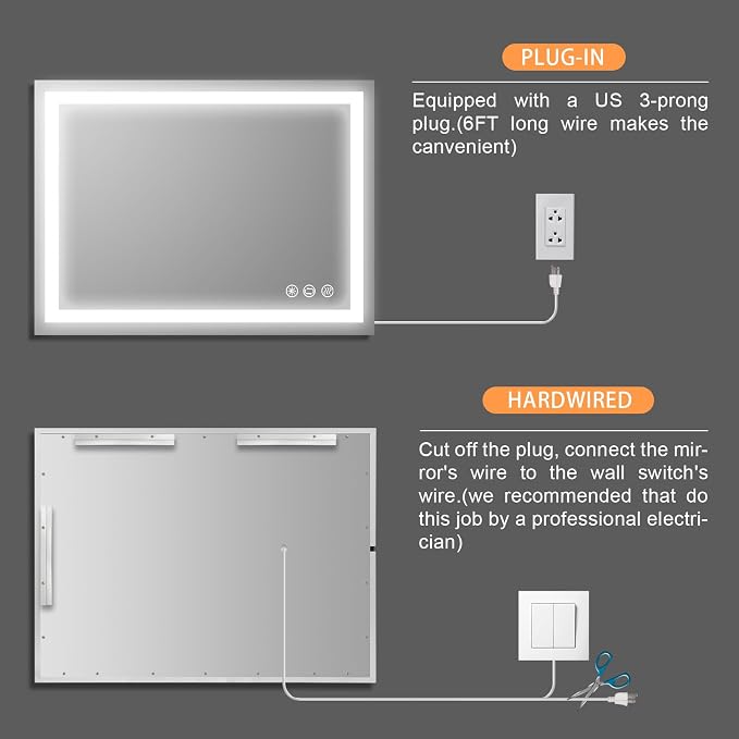32x24 inch Wall Mounted LED Bathroom Mirror - Image 6