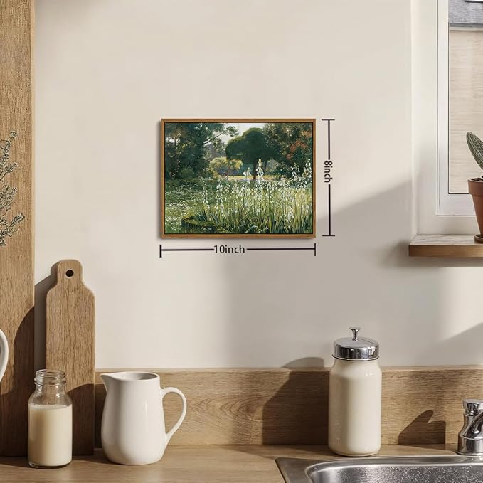 OIQArtOIQ Vintage Framed Wall Art Garden Landscape Canvas Art Prints Rustic - Image 2