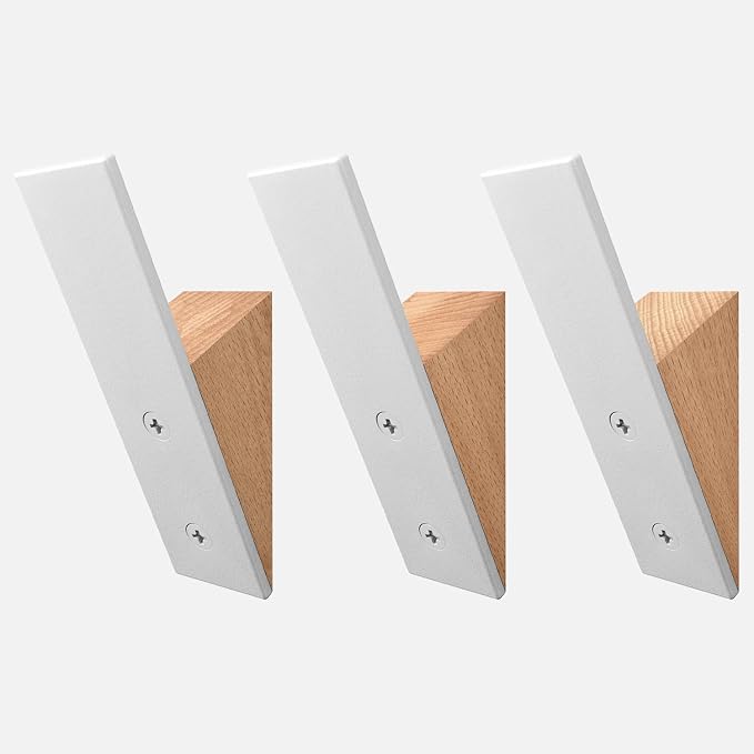 Homeforia Beech Wood Coat Hooks, High End Beech Wood & White Metal Wall Mounted by Homeforia