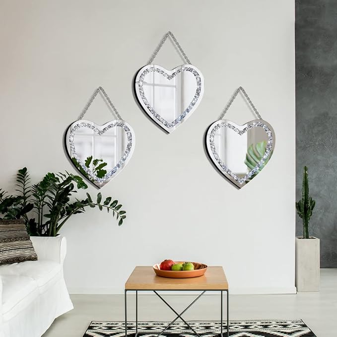 DMDFIRST Crystal Crush Diamond Heart Shaped Silver Mirror - Image 5