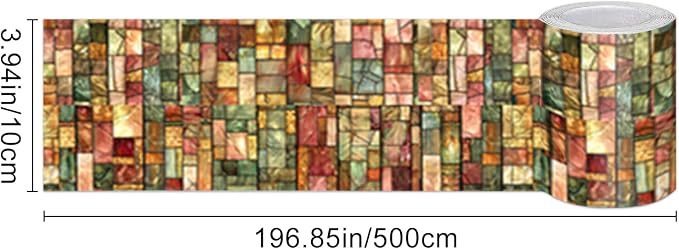 HOMETITUTE Wallpaper Border Peel and Stick Colorful Geometric Texture - Image 3