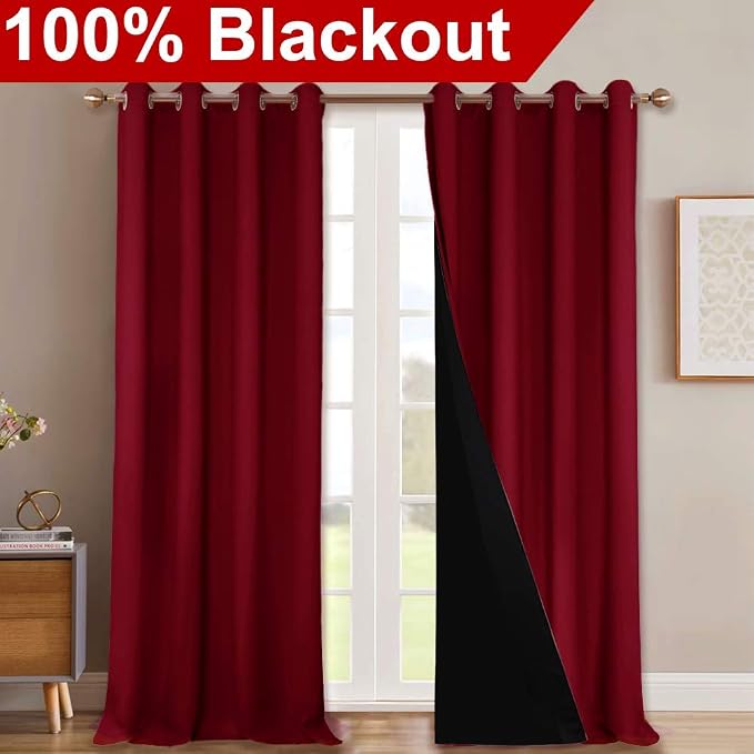 NICETOWN Cold Blocking 100% Blackout Curtains, Durable and Soft Black Lined - Image 2