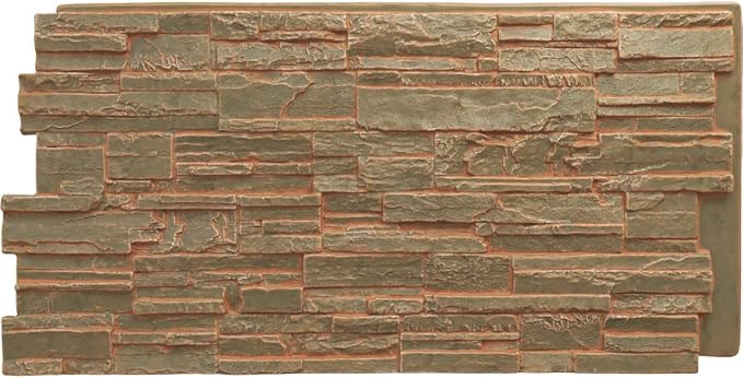 EverStone Cascade Faux Stone Panel, 48 5/8"W x 24 3/4"H x 1 1/4"D, Iron Mill by EkenaMillwork