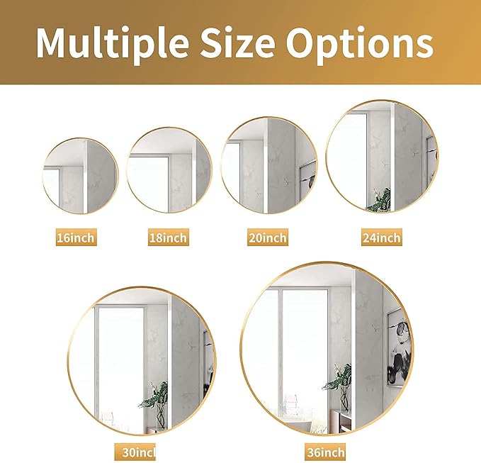 HARRITPURE Round Mirror 19.6" Gold Wall Mounted Circle Mirror - Image 7