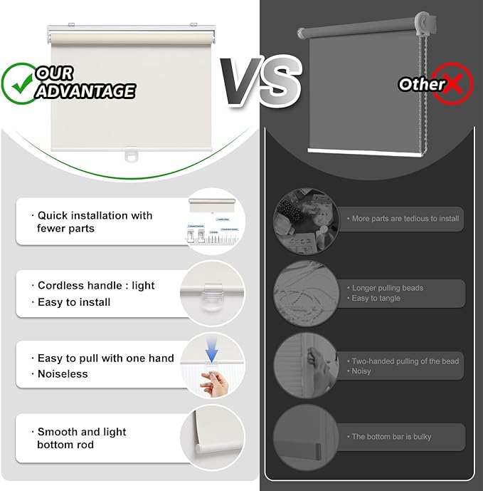 Cordless Roller Shades Blackout Blinds - Image 4