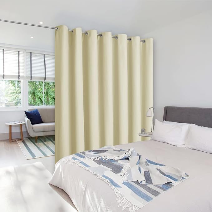 NICETOWN Beige Curtains for Sliding Glass Door, 84 inch Long, Grommet Single by NICETOWN