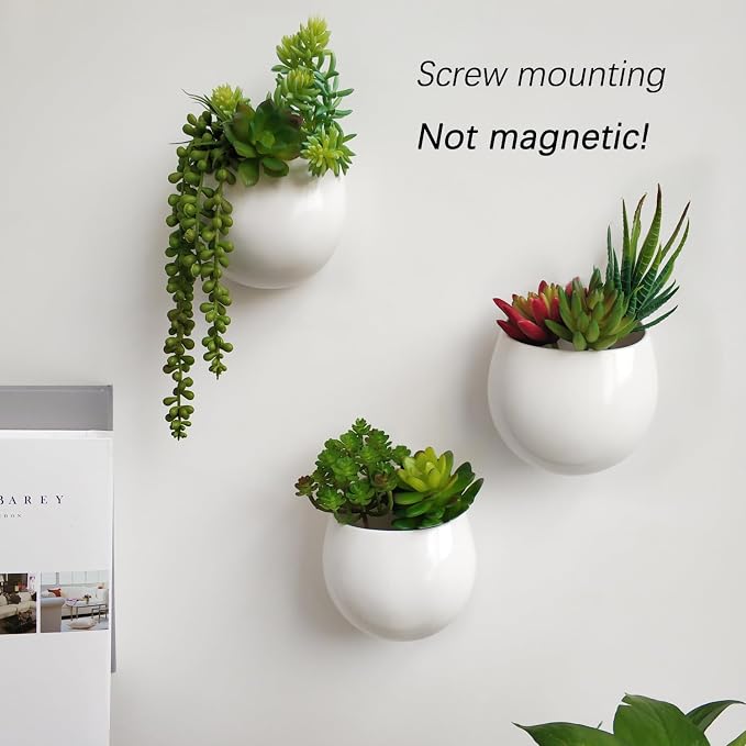 Mkono Wall Planter with Artificial Plants, Decorative Potted Fake Succulents - Image 2