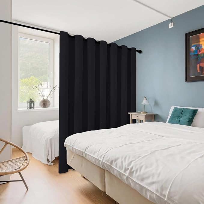 ChrisDowa Room Divider Curtain 120 Inches Long, Wide Blackout Sliding Door - Image 2