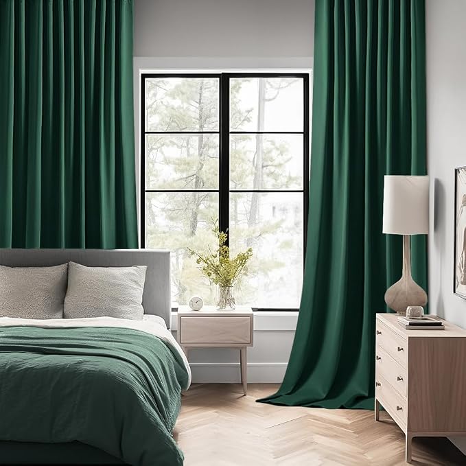 MIULEE Christmas Hunter Green Back Tab Blackout Curtains 84 Inch Length 2 - Image 2