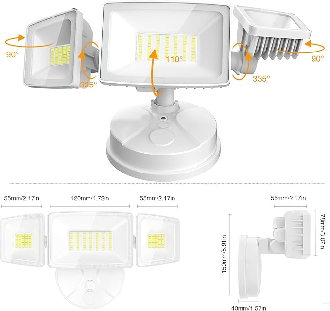 Onforu 75W Flood Lights Outdoor, 7000LM Brightness Security Lights Switch - Image 8
