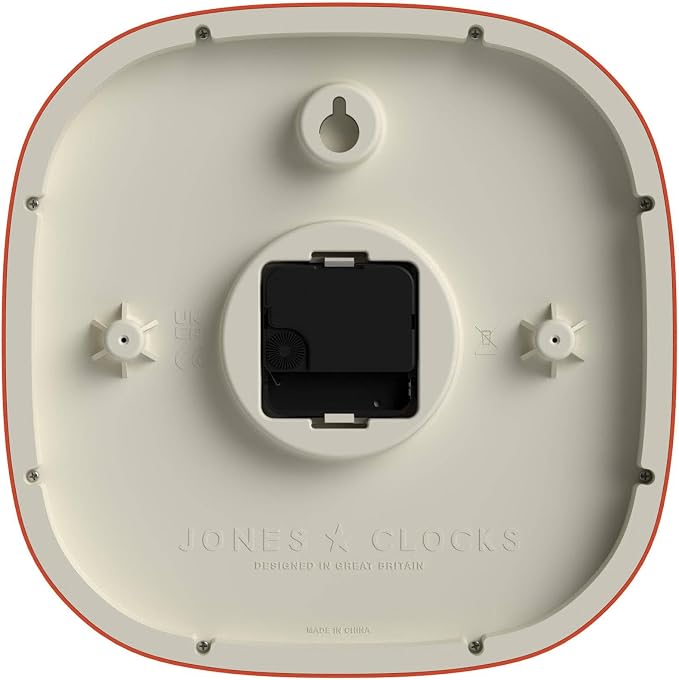 JONES CLOCKS® Pulsar wall Clock | Square Rounded Retro Clock | 10 inch | Orange - Image 7