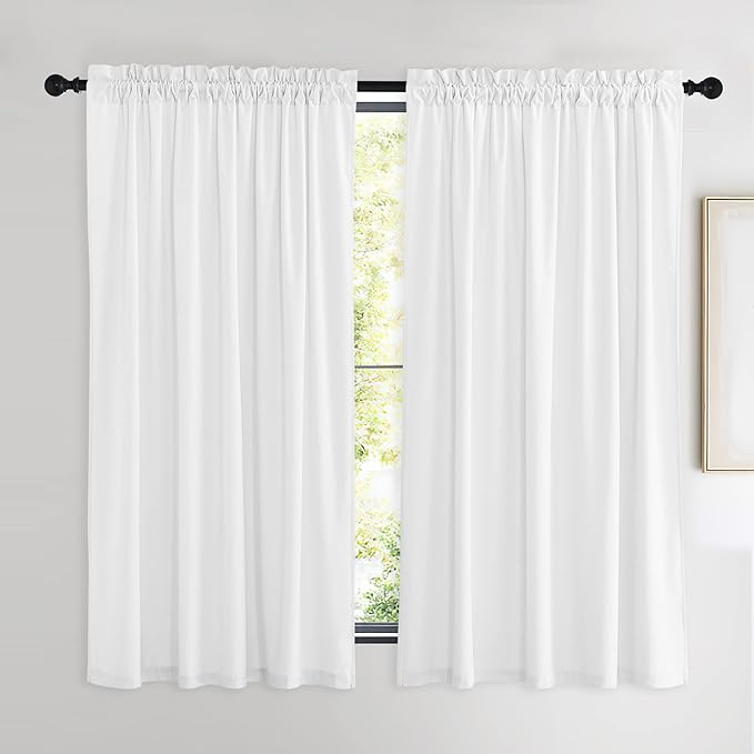 NICETOWN White Velvet Curtains 63 inches by NICETOWN