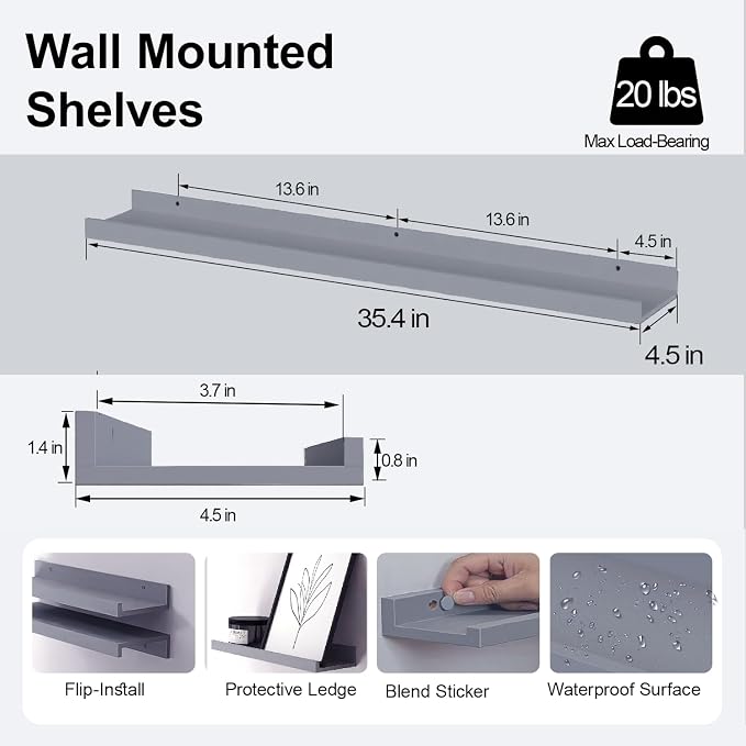 Floating Shelves for Wall Decor, Long Wall Mounted Storage Shelf for Bedroom - Image 3