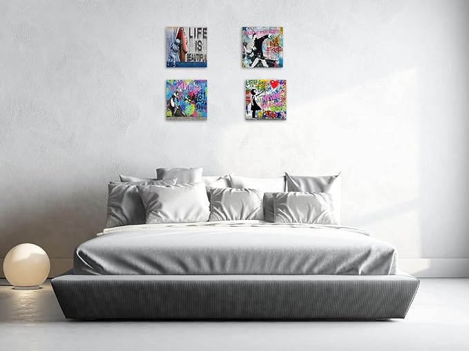 Biufo Banksy Canvas Wall Art Prints Pop Street Art Picture Paintings - Image 4