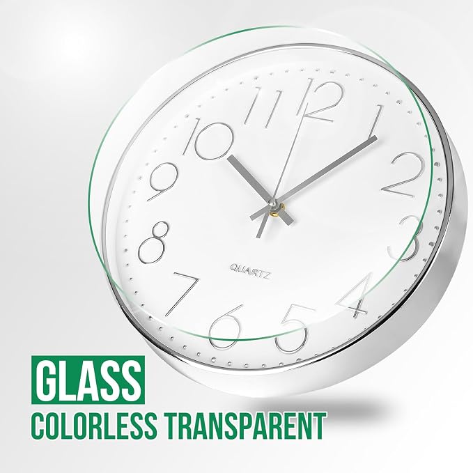 Wall Clock 12 Inch Non-Ticking Silent Modern Simple Style Round Decor Clock - Image 5