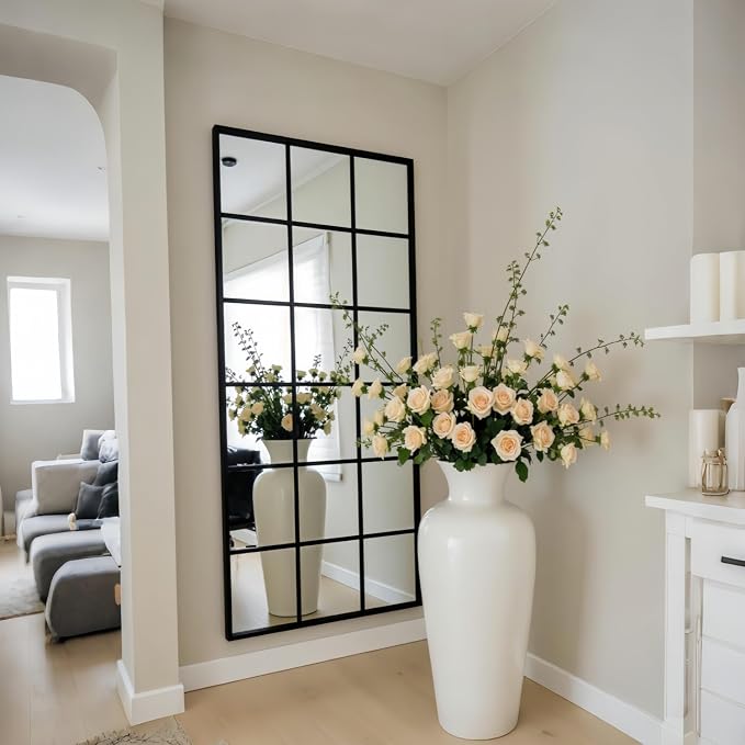 Dewfig 65"x 24" Window pane Full Length Mirror, Wall Mirror, Floor Standing - Image 3