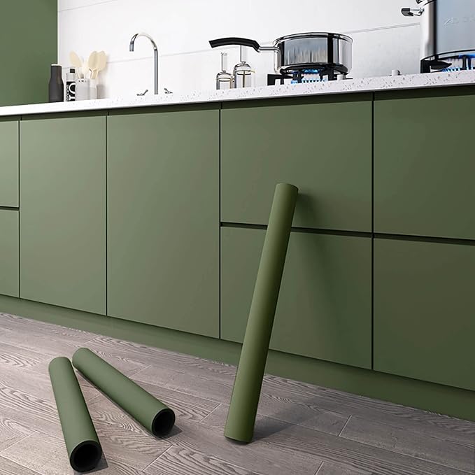 Dimoon 118''x15.7'' Green Skin Peel and Stick Wallpaper Contact Paper Modern - Image 2