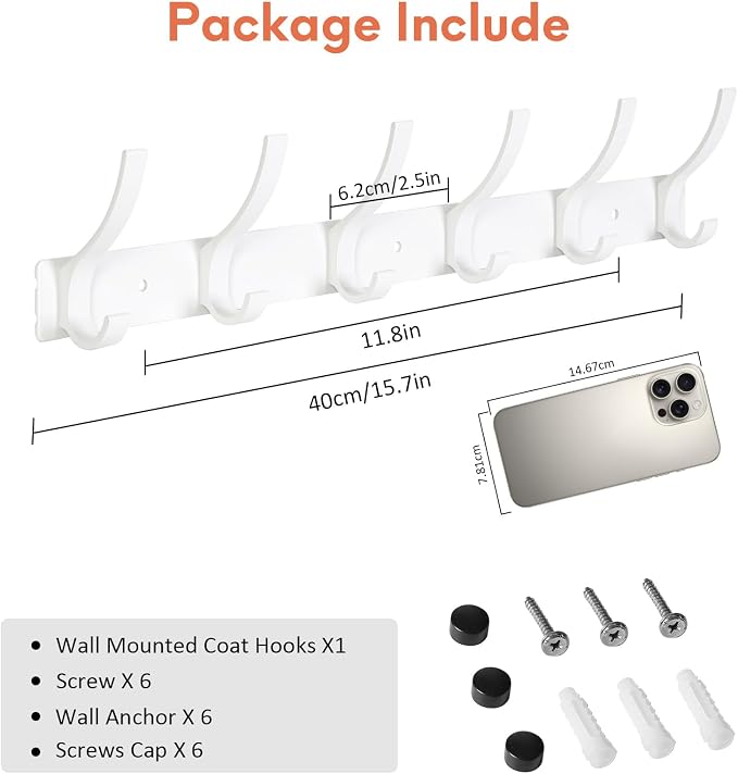 Optish Coat Rack Wall Mount, Coat Hook Wall Mount, Wall Hooks - Image 2