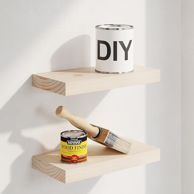 Homeforia Wood Floating Shelf 12 inch, High End Solid Natural Wood 12inch by Homeforia