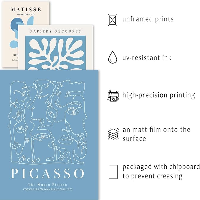 ANERZA 16 PCS Blue Wall Art Decor, Matisse Gallery Wall Prints - Image 3