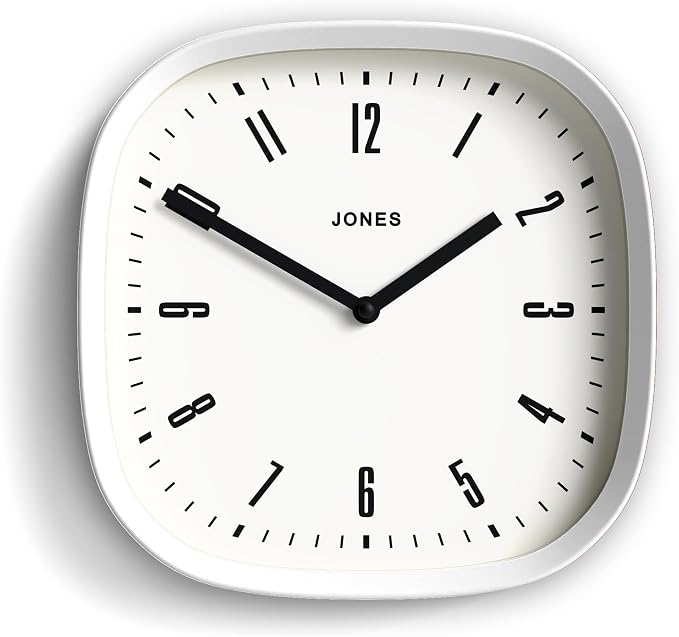 JONES CLOCKS® Marvel Wall Clock | Modern Retro Rounded Square Clock | 10 inch | by JONESCLOCKS