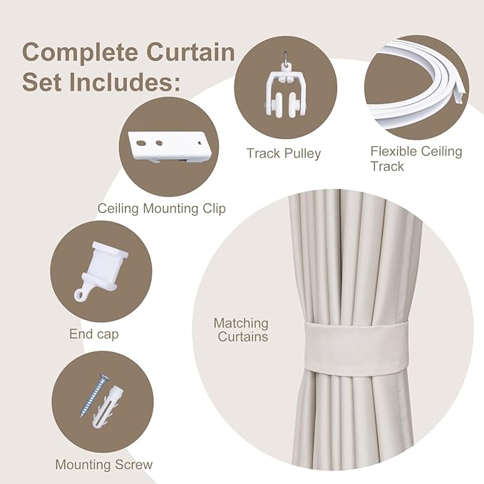 MaKefeile Room Divider Curtains & Flexible Bendable Tracks Set, Privacy - Image 2